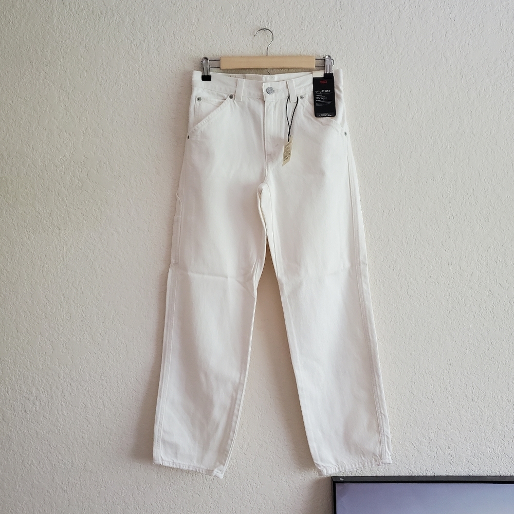 Levi's Cargo Dad * Utility Straight Denim Jeans Ecru - Picture 15 of 16